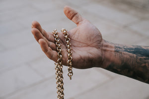 12MM Patterned Belcher Chain and Bracelet Set (Gold Filled)