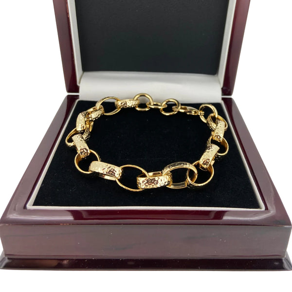 10MM Patterned Belcher Bracelet (Gold Filled)