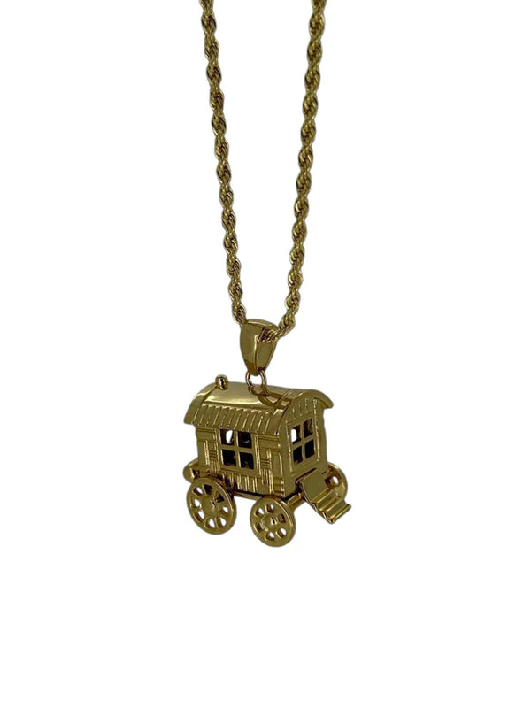 Gold Filled Gypsy Wagon Pendant