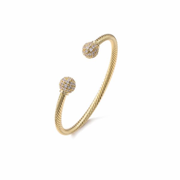 Diamond Ball Torque Bangle Bracelet (Gold Filled)