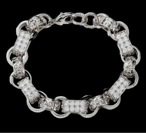 XXL Gypsy Link Belcher Bracelet with Diamonds (Silver Filled)