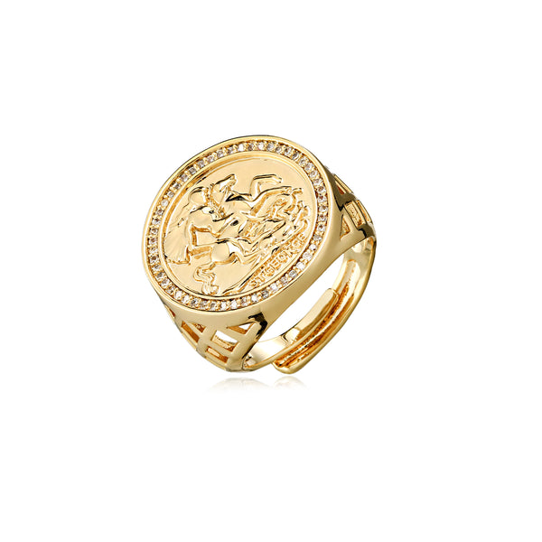 St George Ring With Diamonds (Gold Filled)