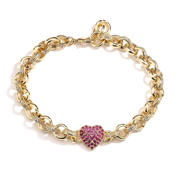 Purple Heart Patterned Belcher Bracelet (Gold Filled)
